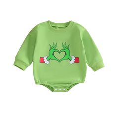 PRICES MAY VARY. Material: Infant baby Christmas outfit is made of 95% Cotton and 5% Spandex fabric, soft, breathable, lightweight, skin friendly and cozy to wear. Design: Newborn baby girls boys Christmas romper, infant baby Christmas outfits, long sleeve, green monster hands, letter, santa, Christmas tree, gingerbread printing, crewneck romper, casual style, cute and comfortable to wear. Occasions: Casual daily wear, streetwear, Christmas, Christmas party, family gathering, baby shower, baby p Grinch Clothes, Grinch Baby, Grinch Sweatshirt, Announcement Onesie, Baby Grinch, Grinch Hands, Baby Kostüm, Grinch Party, Boys Christmas Outfits