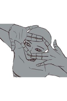 a drawing of a person covering their face with hands