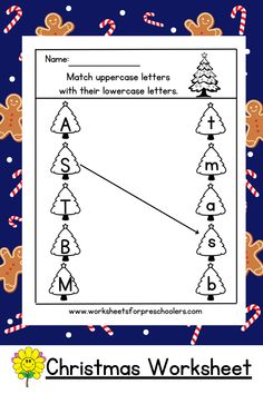 This is a matching letters activity sheet for preschoolers learning about letters. It  features Christmas trees with letters inside so that kids can draw a line to match the uppercase letter to its lowercase. Add this Christmas worksheet to your preschool literacy lesson plan. Christmas Preschool Literacy Activities, Christmas Tree Lesson Plans Preschool, Christmas Language Activities Preschool, Letter Review Activities For Preschool, Christmas Worksheets Preschool, Christmas Preschool Worksheets, Christmas Activities For Kindergarten, Letters For Preschool