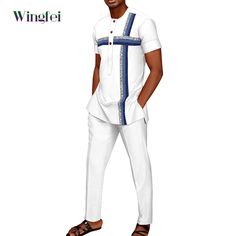 Bazin Riche African Style Men Suits Dashiki Attire Agbada Robe Outfits Slim 2 Piece Sets T-Shirt And Pants Summer This item is everything you've dreamed of and more. It feels soft and lightweight, with the right amount of stretch. It's comfortable and flattering for all. Limited Stock! • Available For A Limited Time, Get Yours Today • 100% Quality Guaranteed Plus Fast And Secure Free Shipping Worldwide With Tracking Available • Made Of High Quality Premium Material • Get Your Own While You Still Traditional White Pant Set For Summer, Cotton Pant Set With Short Sleeves, Casual White Short Sleeve Pant Set, Traditional White Short Sleeve Sets, White Short Sleeve Pant Set For Summer, T Shirt And Pants, 2 Piece Sets, Mens Attire, Pants Summer