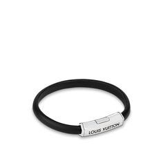 LOUIS VUITTON® - Clip It Bracelet - Black Luxury Adjustable Black Wristband, Black Adjustable Designer Bracelets, Designer Adjustable Black Bracelets, Luxury Black Leather Bangle Bracelet, Timeless Black Bracelets, Designer Black Leather Bracelet, Classic Black Bangle Bracelets, Classic Black Bangle Bracelet, Classic Black Wristband For Formal Occasions