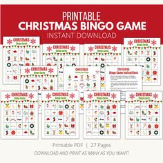 Printable Christmas Bingo Game Christmas Bingo Printable, Christmas Word Scramble, Christmas Bingo Game, Christmas Bingo Cards, Free Bingo Cards, Free Printable Baby Shower Games, Christmas Place Cards, Christmas Bingo, Fun Christmas Games