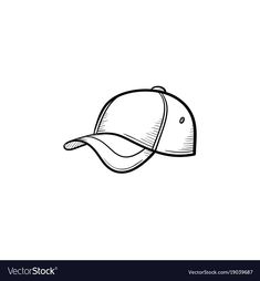 a baseball cap with a visor on the side in black and white outline style