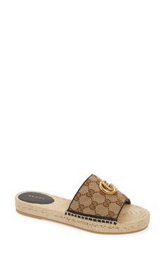 Gucci Sandals Woman Outfit, Gucci Luxury Open Toe Espadrilles, Gucci Casual Slip-on Slides, Luxury Gucci Slip-on Espadrilles, Luxury Gucci Slip-on Sandals, Gucci Cushioned Slip-on Sandals, Espadrilles Outfit, Espadrilles Slides, Gucci Sandals