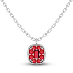 Elegant, colorful, and designed for your every mood. This delicate 10K white gold women's necklace, from the Juliette Maison™ collection, is enlivened with dazzling natural ruby gemstones. The 18-inch cable chain secures in place with a lobster clasp. Ruby Necklace Pendant, Jared The Galleria Of Jewelry, Ruby Pendant, Gold Necklace Women, Ruby Gemstone, Natural Ruby, Cable Chain, Ruby, Womens Necklaces