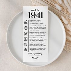 1941 Birthday Party Decorations 84th Bday Place Cards Born in 1941 Table Card 84th Party Birthday Gift for Her for Him Way Back in 1941 UC1