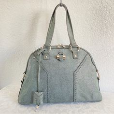 16.75x5.5x11.25" Handle Drop 7.5" Color Looks Better In Person , Has Pearly Reflection Under Light No Defects Looks New 19# Luxury Gray Bag With Palladium Hardware, Luxury Gray Shoulder Bag With Palladium Hardware, Luxury Gray Satchel Bag, Luxury Gray Shoulder Bag With Silver-tone Hardware, Luxury Gray Shoulder Bag With Double Handle, Luxury Gray Shoulder Bag With Dust Bag, Luxury Gray Top Handle Satchel, Luxury Gray Shoulder Bag, Luxury Gray Rectangular Satchel