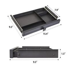 the drawer is open and has two compartments on each side, which are divided into three sections