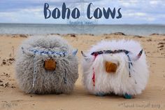 two stuffed animals sitting on top of a sandy beach next to the ocean with words above them