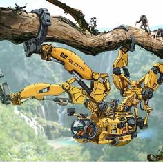 an artist's rendering of a tree branch with robotic arms attached to the branches