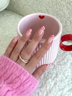 Gel mani valentines day nails heart nails pink nails red nails smiley face nails nail inspo biab galentines day nails cute nails heart mug valentines aesthetics Heart Nails Pink And Red, Heart Face Nails, Nails Acrylic Hearts, Summer Nails Heart, Cute Nails Heart, Valentines Aesthetics, Valentines Day Nails Heart, Nails Smiley Face, Heart Nails Pink