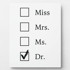 a checklist with the words miss, mrs, and dr written in black on it