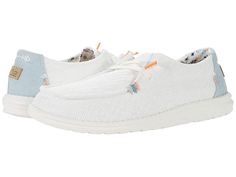 Hey Dude Wendy Boho - Women's Shoes : White/Crochet : Hey Dude Wendy Boho slip-on shoes. Textile upper. Textile and synthetic lining and insole. Synthetic outsole. Imported. Measurements: Weight: 5 oz Product measurements were taken using size 9, width M. Please note that measurements may vary by size. Weight of footwear is based on a single item, not a pair. Comfortable Textile Canvas Shoes With White Sole, Comfortable Textile Walking Shoes With Rubber Sole, Casual Textile Slip-on Walking Shoes, Spring Textile Walking Shoes With Rubber Sole, Casual Textile Walking Shoes With Removable Insole, White Sporty Fabric Sneakers, White Fabric Sporty Sneakers, Fabric Low-top Sneakers With Cushioned Footbed, Cotton Canvas Shoes With Textured Sole And Round Toe