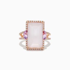 Effy 14K Rose Gold Pink Rose Quartz, Pink Amethyst and Diamond Ring Quartz Pink, Amethyst And Diamond Ring, Gem Diamonds, Pink Rose Quartz, Link Earrings, Rose Gold Pink, Pink Amethyst, Diamond Shop, Pendant Rings