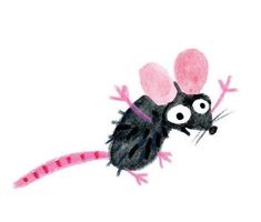 a drawing of a pink and black mouse