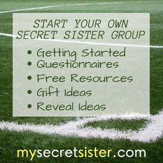 a soccer field with the words, start your own secret group getting started questionaires free resources gift ideas reveal ideas