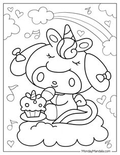 Sanrio Coloring Pages My Melody, Coloring Page Sanrio, My Melody Coloring Pages Printable, My Melody Printables, My Melody Outline, Hello Kitty And Friends Coloring Pages, Sanrio Colouring Pages, Kuromi Coloring Page