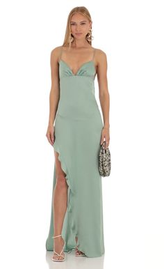 Sage Prom Dress, Sage Green Maxi Dress, Lucy In The Sky Dress, Green Maxi Dress, Sage Dress, Ruffle Maxi Dress, Lucy In The Sky, Prom Dress Inspiration, Green Maxi