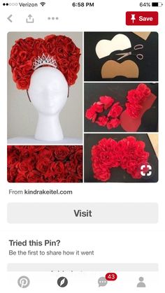 an instagram page with red roses and hair accessories