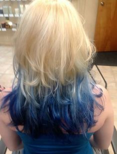 blonde and blue hair inspo Platinum Blonde Hair With Blue Tips, Blond Hair With Colored Tips, Blue Hair Tips Blonde, Platinum Blonde And Blue Hair, Navy Blue And Blonde Hair, Blue Hair Blonde Roots, Blue Hair On Blonde, Blonde And Dark Blue Hair, Blue Hair Inspo Color