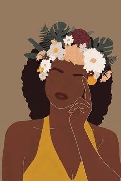 Framed Flower Crown Print Sublimacion Ideas, Afro Art, African American Art, Art Print Set, Acrylic Wall Art