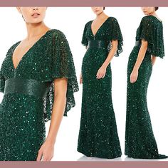 ad eBay - NWT$698 Mac Duggal [ 2 ] 4808 Sequined V Neck Cape Sleeve Beaded Gown Green J369 - Buy Now, click the link (eBay) Emerald Green Mother Of The Bride Dress, Gown Green, Divine Design, Cape Sleeves, Beaded Gown, Mac Duggal, Mother Of The Bride Dress, Accessories Clothing, Mother Of The Bride Dresses