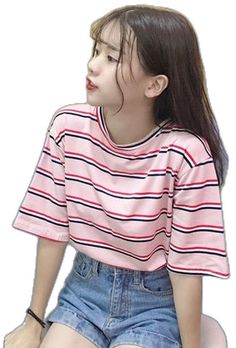 Kawaii Long Sleeve Summer T-shirt, Kawaii Long Sleeve T-shirt For Summer, Trendy Long Sleeve T-shirt For Summer, Kawaii Cotton Tops, Kawaii Crew Neck Summer Tops, Pink Casual T-shirt For Spring, Kawaii Pink Summer T-shirt, Pink Kawaii T-shirt For Summer, Pink Long Sleeve T-shirt For Summer