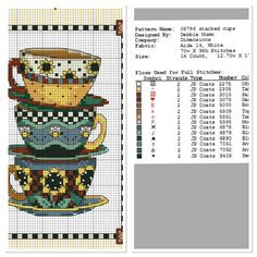 a cross stitch pattern for a coffee cup and saucer