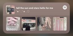 there are pictures of different items on the webpage, including shoes and socks with text that reads tell the sun and stars hello for me