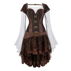 The beautiful Steampunk Corset Dress Renaissance style will bring you to a whole different world. The steampunk one, if you are a fan you'll love this style. Punk Style Fitted Cosplay Dress, Gothic Corset Dress For Costume Events In Fall, Gothic Corset Dress For Fall Costume, Gothic Corset Dress For Fall Costume Events, Fitted Halloween Dress For Alternative Fashion, Fitted Dress For Halloween In Alternative Fashion Style, Steampunk Overbust Dress For Costume Party, Fitted Punk Style Costume Dress, Steampunk Costume Dress With Overbust Shape