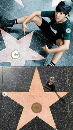 the star on the hollywood walk of fame has been changed to look like bts