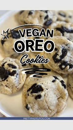 vegan oreo cookies on a white plate