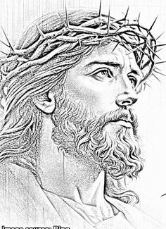 the face of jesus with crown of thorns on his head