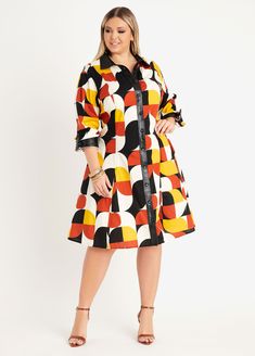 Dainty with edgy trims, this cotton-blend dress is perfect for church, brunch, or date night with #bae. Retro Mini Dress For Workwear In Fall, Retro Mini Dress For Fall Workwear, Cotton Midi Dress With Button Closure For Fall, Fall Cotton Midi Dress With Button Closure, Fall Day Out Dresses With Placket Detail, Fall Day Out Dresses With Placket, Fall Dresses With Placket For Day Out, Trendy Cotton Shirt Dress For Workwear, Spring Shirt Dress For Office With Button Closure