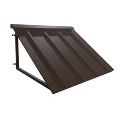 a brown metal roof that is on top of a white wall