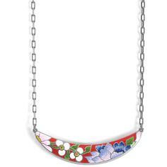 The collar necklace silhouette gets a little added feminine flair with our hand-painted florals on enamel. Elegant Hand Painted Necklaces, Blue Gem Necklace, Brighton Jewelry Necklace, Petite Necklace, Custom Charm Necklaces, Contemporary Necklace, Round Necklace, Silver Heart Pendant, Brighton Jewelry