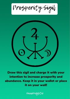 a green and black poster with the words prosperity signal on it's back side