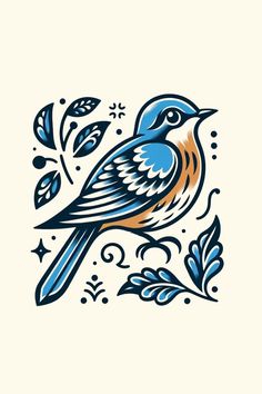 Bluebird Heart Tattoo, American Traditional Bluebird Tattoo, Blue American Traditional Tattoo, Mountain Bluebird Tattoo, Traditional Style Tattoo Designs, Eastern Bluebird Tattoo, Choose Joy Tattoo, Bluebird Embroidery, Vintage Tattoo Ideas