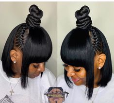 Nice Black Haircut Ideas, Cute Haircut Ideas, Hairstyles For Bob, Cute Short Black Hairstyles, Cute Short, Short Black Haircuts, Black Haircut, Black Ponytail Hairstyles