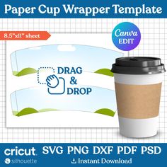 paper cup wrapper template for svg and dxf