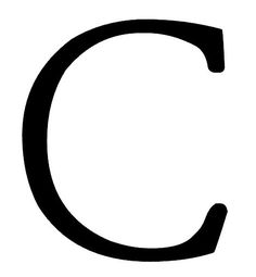 the letter c is shown in black and white