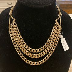 1ar By Unoaerre Triple Layer Chain 18k Gold Plated Necklace New With Tags Made In Italy Total Length Unclasped And Lying Flat Is 18” #518 Designer Gold Jewelry With Adjustable Chain, Designer Gold Necklaces For Evening, Designer Gold Necklaces For Formal Occasions, Luxury Gold Necklace For Evening, Designer Metal Necklaces For Formal Occasions, Chic Yellow Gold Necklaces For Evening, Designer Yellow Gold Metal Necklaces, Designer Gold Chain Necklace Gift, Designer Gold Chain Necklace As Gift