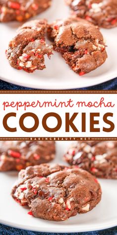 Try out these delicious peppermint mocha cookies for an easy holiday baking experience! Filled with chocolate chips and candy canes, these are the best Christmas cookies you'll ever taste! Peppermint Mocha Cookies, Cookies Soft And Chewy, Mocha Cookies, Easy Christmas Cookie Recipes, Cookies Soft, Cookies Baking, Peppermint Mocha, Ginger Cookies