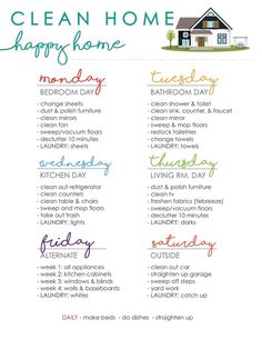 the clean home happy home cleaning checklist