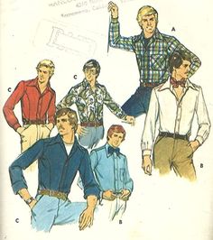 men's shirts and bow ties are shown in an old pattern from the 1960s