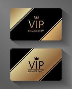 two gold and black business cards with the words,'vip member only '