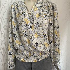 Questions? Leave A Comment Below! Casual Mustard Top With Floral Print, Casual Mustard Floral Print Tops, Casual Mustard Tops With Floral Print, Mustard Casual Tops With Floral Print, Ruffle Hem Blouse, Pink Sleeveless Blouse, Linen Tunic Tops, Yellow Long Sleeve, Cropped Long Sleeve Top