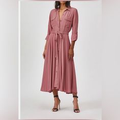 Nwot Equipment Blush Dress 2 Chic Long Shirt Dress For Dress Down Occasions, Chic Pink Long Sleeve Midi Dress, Elegant Pink Shirt Dress For Work, Feminine Fall Midi Shirt Dress, Summer Workwear Long Sleeve Midi Dress, Summer Workwear Midi Length Long Sleeve Dress, Feminine Midi Shirt Dress For Fall, Summer Midi Length Long Sleeve Dress For Work, Chic Long Shirt Dress For Spring