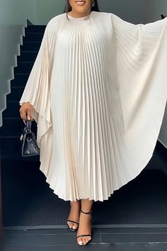 Olivia Mark - Elegant Vacation Outfit Ruched Neck Maxi Dress with Batwing Sleeves Plus Size Vacation, Chic Maxi Dress, Church Attire, Chic Maxi Dresses, Ruched Maxi Dress, 21st Dresses, Flowy Sleeves, Maxi Dress Online, Daily Dress