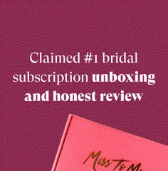 a pink book with the title claimed 1 bridal subscripion unboxing and honest review